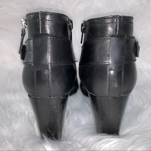 Marc Fisher Victa Moto Black Ankle Heeled Booties - Picture 8 of 10